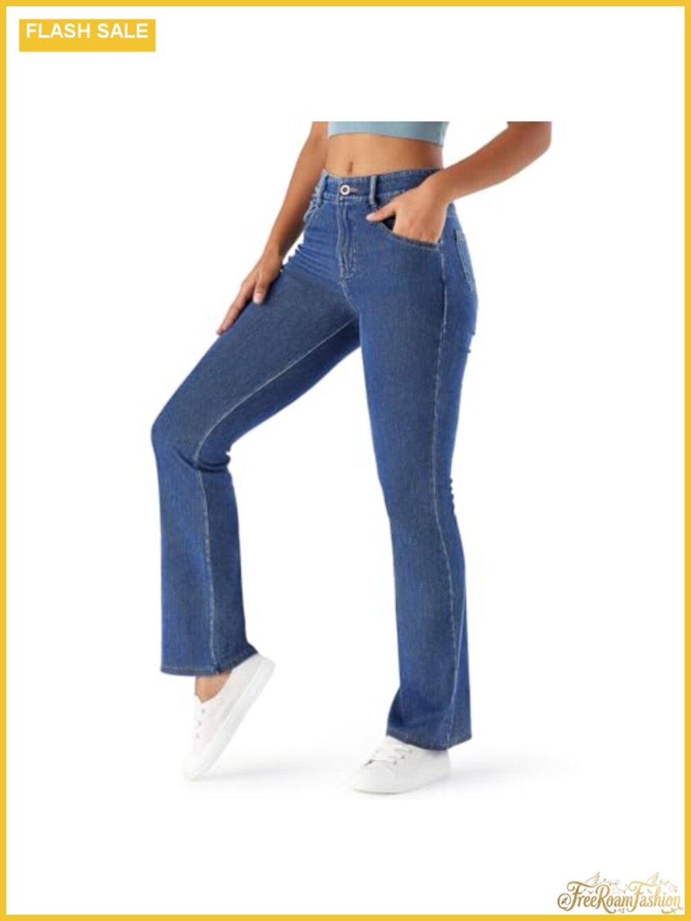 High Waisted Bootcut Jeans for Women Stretch Cotton Blend